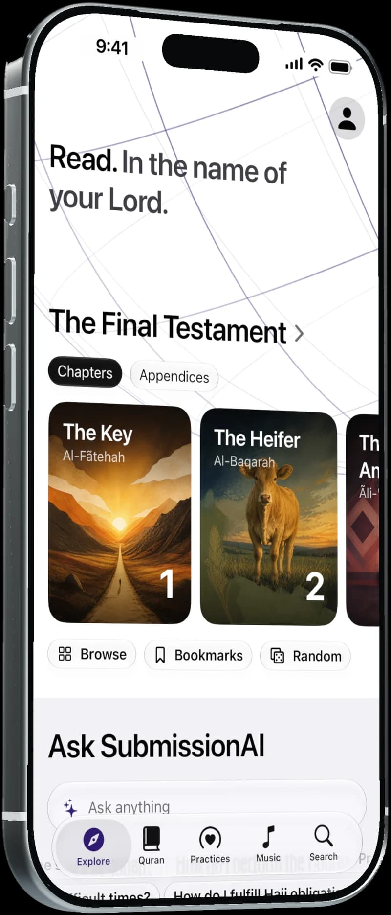 The app's home on iPhone