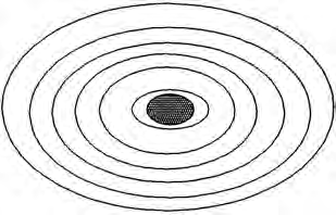 Concentric rings around a dark center: our universe, the smallest and innermost, within the larger ones.